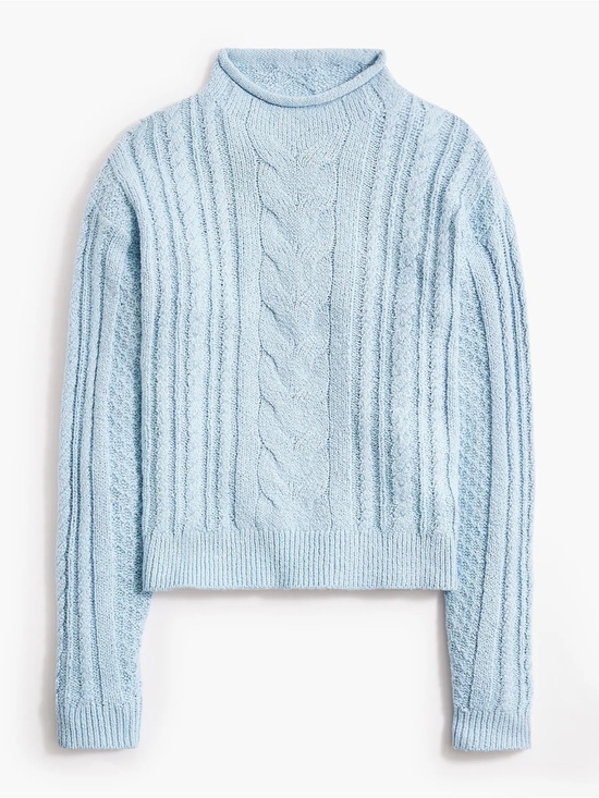 J. Crew Sweaters - J. Crew Women’s Rollneck Cable Sweater, Light Blue, Size Small, 90s Sweater